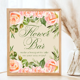 Póster Moda Floral Bridal Ducha Flor Bar Rótulo
