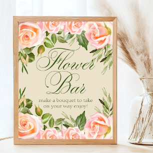 Póster Moda Floral Bridal Ducha Flor Bar Rótulo