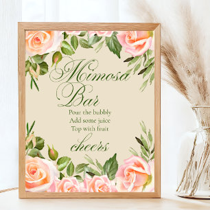 Póster Moda Floral Mimosa Bar Bridal Ducha Mesa Rótulo