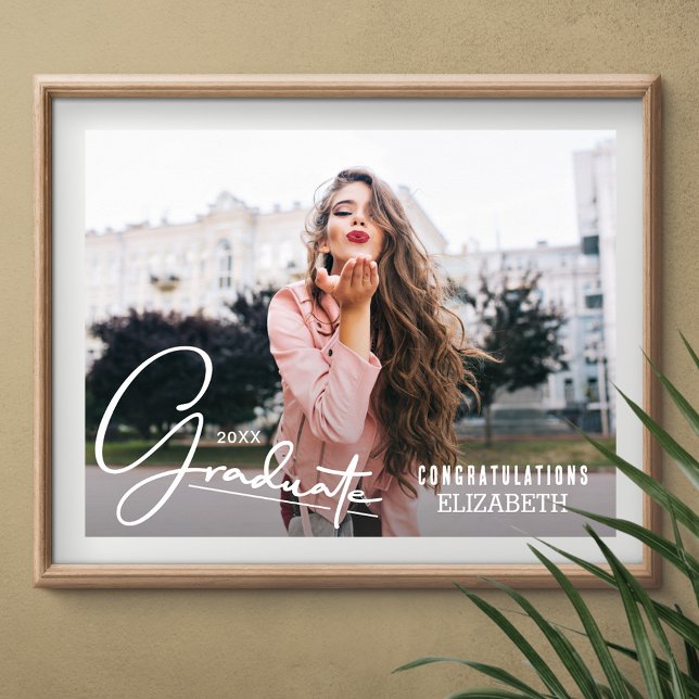 Póster Moda Foto Felicitaciones Graduado (Personalized congratulations graduate photo poster, INSTANT DOWNLOAD and/or PRINTED)