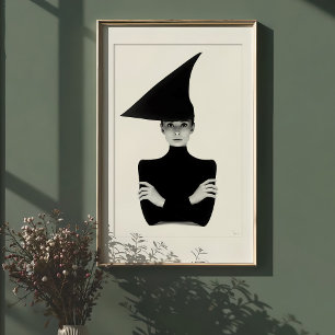 Póster Moda geométrica: retrato monocromo elegante