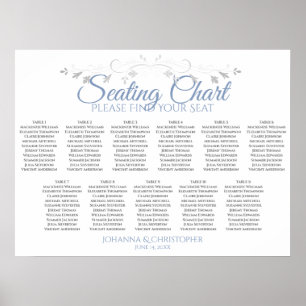 Póster Moda Gris Azul 11 Tabla de asientos Boda de mesa
