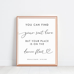 Póster Moda Guión del corazón Funny Rótulo Boda de piso d