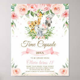 Póster Moda Jungla Animales Pink Floral Time Capsule Rótu
