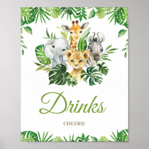 Póster Moda Jungle Animals Greenery Baby Shower Bebe