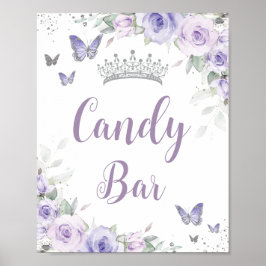 Póster Moda Lavender Purple Floral Quinceañera Candy Bar