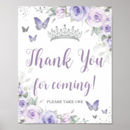 Póster Moda Lavender Purple Floral Quinceañera Gracias