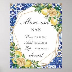 Póster Moda Lemon Floral Mom-osa Bar Rótulo Baby Shower