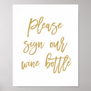 Póster Moda Mano Leer Boda Rótulo Nuestra Botella De Vino