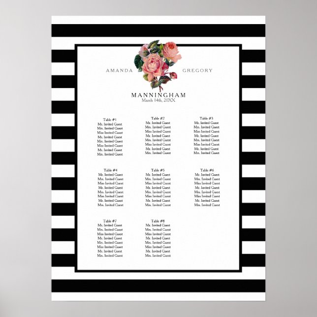Póster MODA MODERNA Bandas anchas con asientos Bodas Rosa (Frente)