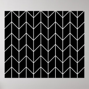 Póster Moda moderna del fondo negro del Chevron blanco