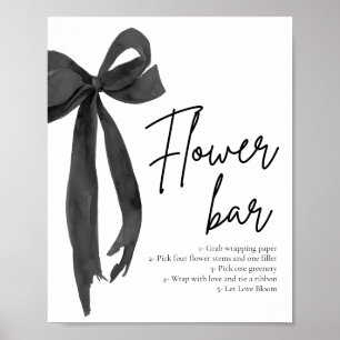Póster Moda moderna elegante Rótulo bar de flores negro