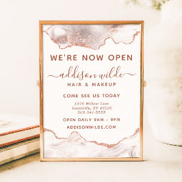 Póster Moda Negocio Rosa de Purpurina de oro de mármol b