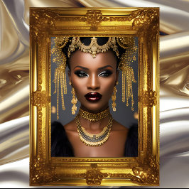 Póster Moda Oro exótico Africano Óseo de cabeza Negro joy