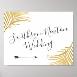 Póster Moda Palm dorada izquierda Rótulo de flecha