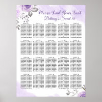 Moda Pastel Morado Dulce Floral 16 Tabla de asient