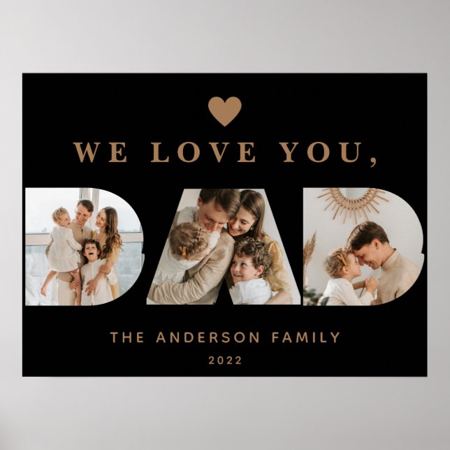 Póster Moda Personalizado negro de oro Tres fotos de escr (Frente)