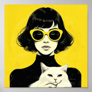 Póster Moda Poster retro negro y amarillo