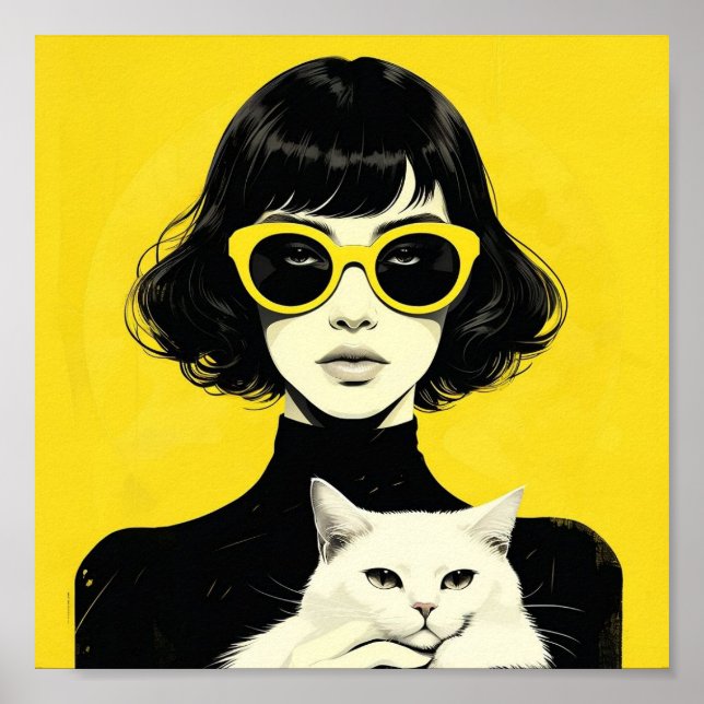 Póster Moda Poster retro negro y amarillo (Frente)