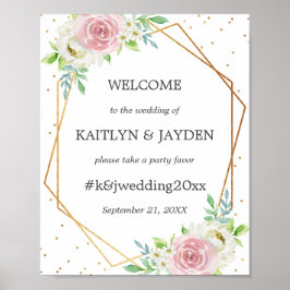 Póster Moda Relieve metalizado dorado geométrico Boda flo