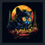 Póster Moda Retro Pop Art Línea Parisino<br><div class="desc">La elegancia del gatito caprichoso se une al romance de la ciudad de las luces,  en un esplendor vibrante y juguetón.</div>