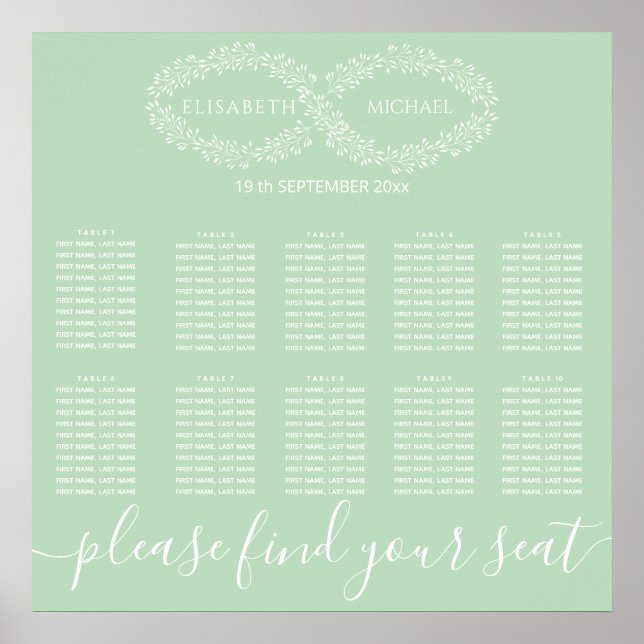 Póster Moda romántica botánica de neo-mint infinito elega (Frente)