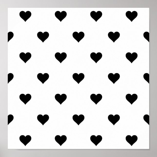 Póster Moda Romántica de corazón blanco y negro (Frente)