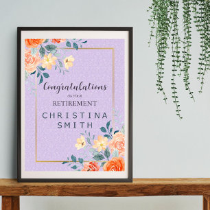 Póster Moda romántica Fiesta de Jubilación de Acuarela Fl