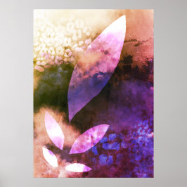 Póster Moda Rosa violeta de oro deja pintura abstracta