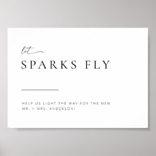 Póster Moda + Rótulo de salida Sparkler Boda moderno senc