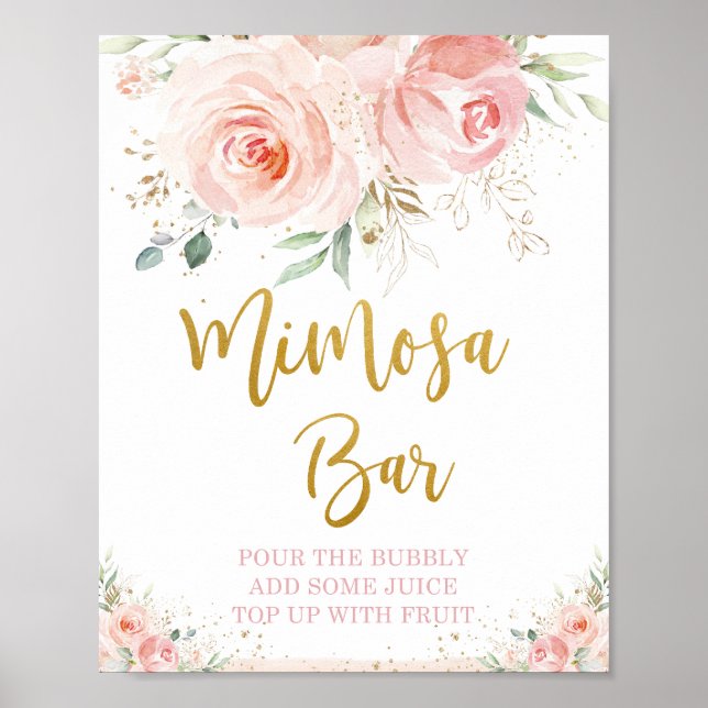 Póster Moda Rubor Floral rosa Mimosa Bar Bubbly Bebe (Frente)