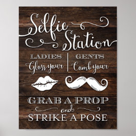 Póster Moda Rústica SELFIE STATION COLOCAR Rótulo PROP Im