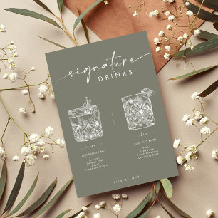Póster Moda Sage Green Bar Signature Bebe Rótulo Boda