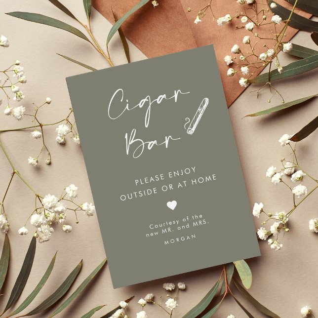 Póster Moda Sage Green Favor Cigar Bar Rótulo Boda (Subido por el creador)