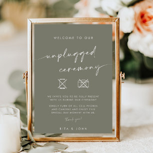 Póster Moda Sage Green Rótulo de Boda de Ceremonia desenc