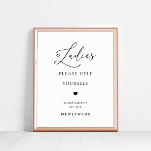 Póster Moda Script Damas Baño Cesta Boda Rótulo