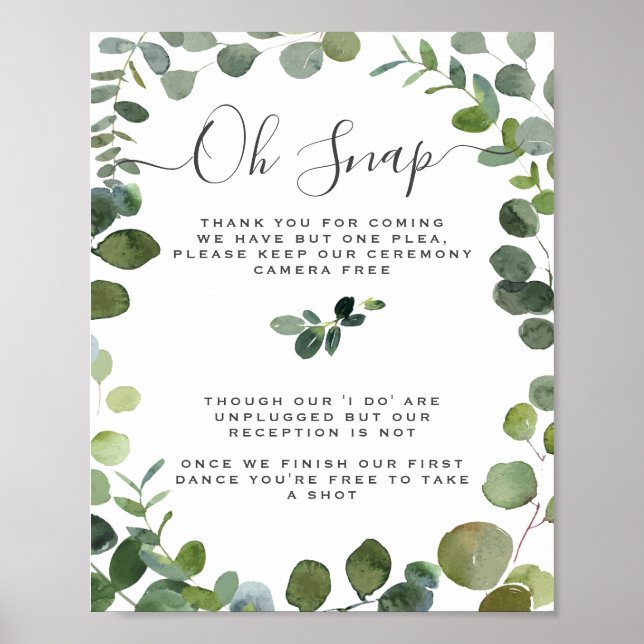 Póster Moda Script Greenery Eucalyptus Boda sin conexión (Frente)