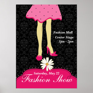 Póster Moda Show Poster Bonitos zapatos y vestir rosado