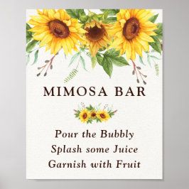 Póster Moda Sunflowers Mimosa Bar Boda Bridal Shower