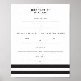 Póster Moda tiras mantener certificado de matrimonio