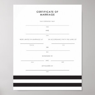 Póster Moda tiras mantener certificado de matrimonio