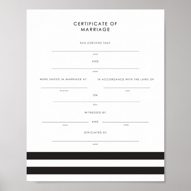 Póster Moda tiras mantener certificado de matrimonio (Frente)