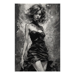 Póster Moda y sin tiempo: Pequeño vestido negro LBD Arte 