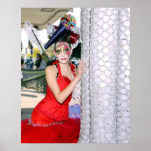 Model in Red Dress Poster Wall Art