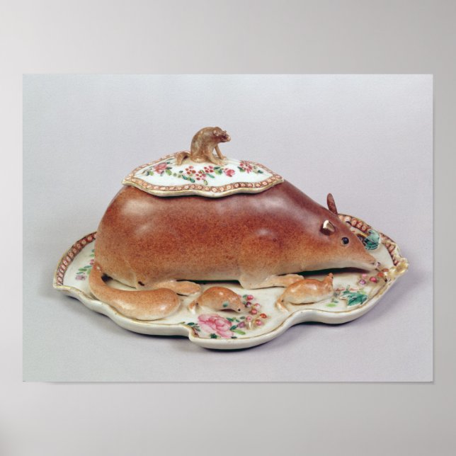 Póster Modelación de tureen y cubierta de salsa de rosa d (Frente)