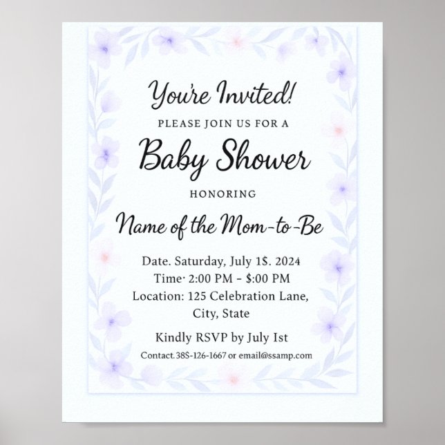 Póster Modèle de lot de jeux de baby ducha de fleurs sau (Frente)