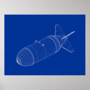 Póster modelo 3D de bomba de gravedad nuclear