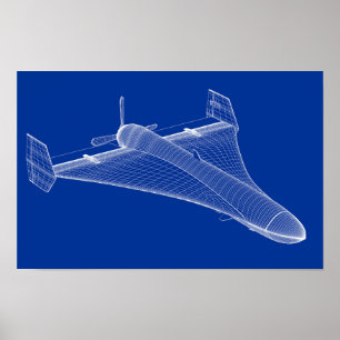 Póster Modelo 3D de drone militar