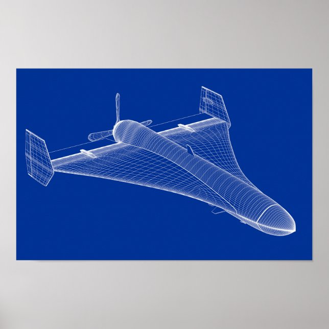 Póster Modelo 3D de drone militar (Frente)
