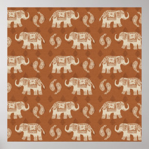 Póster Modelo anaranjado de la caravana del elefante
